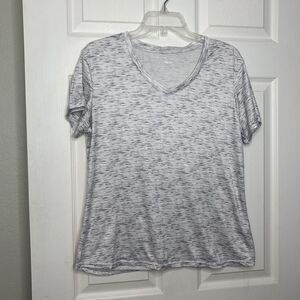 Avia Large Gray Space Dye V Neck Active Tee Short Sleeve Women's Top Size Large